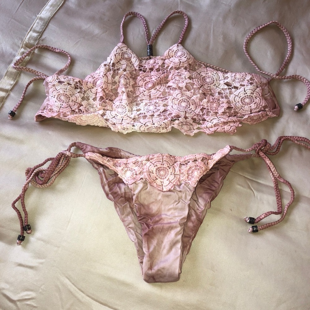 Blue Life Rose Pink two piece bikini swimsuit